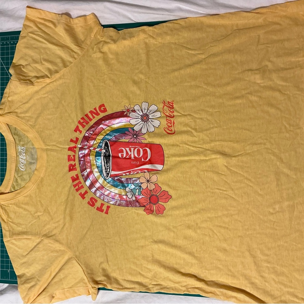 Layne Bryant Coca Cola Yellow Rainbow Graphic Tee